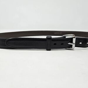 JAMES CULVER HANDMADE BLACK LEATHER SILVER BUCKLE MENS BELT SIZE 46 1.25" WIDE
